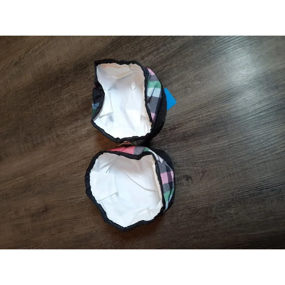 Vera Bradley Collapsible PET TRAVEL BOWL Ribbons Plaid new